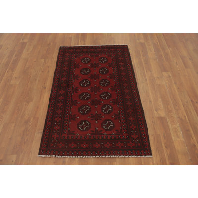 Tribal Red Oriental Afghan Foyer Rug 3x4