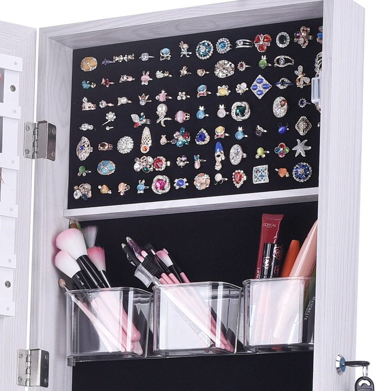 Armoire à bijoux avec miroir Danaisa, Blanc