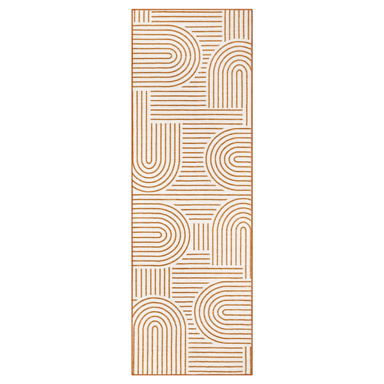Modern Rainbow Striped Machine Washable Rug Stain Resistant Easy Cleaning Indoor Carpet With Non-Slip Backing Low Pile Floor Cover Non Shedding Folding Rug