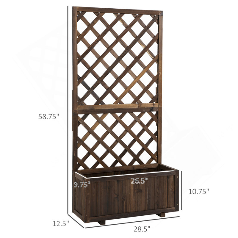 Jardinière, jardinière surélevée en bois avec jardinière et treillis pour plantes grimpantes