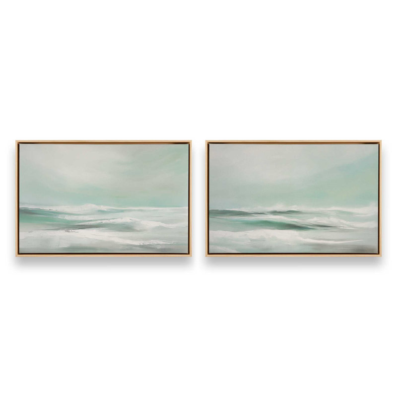 Serene Swells, ensemble de 2 toiles encadrées, Cadre américain en érable flottant, H 48,75 po x l 97,5 po x P 1,75 po