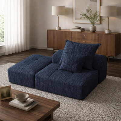 1 Ottoman+1 Seater Modern Oversized Modular Sectional Sofa With Soft Cushions, Diy Combination, No Assembly, Ideal For Family Gatherings And Relaxing