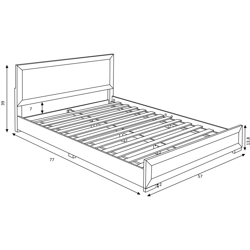 Trent Wood Low Profile Platform Bed, Full, Walnut
