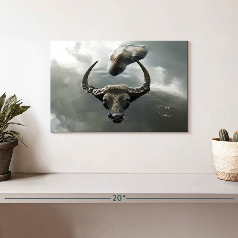 Bathing Buffalo, H 8 po x l 12 po