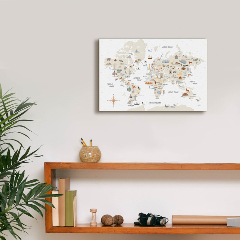 «Around The World 1» par Laura Marshall, art mural sur toile, H 12 po x l 18 po x P 0,75 po