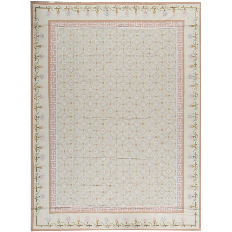 Hand-Knotted High-Quality Green and Green Area Rug