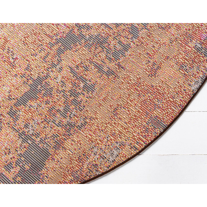 Tapis à motif géométrique orange Shirey, Rectangle 5 pi x 8 pi