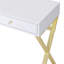 Bureau de meuble-lavabo en blanc et or, conception rectangulaire, poignée en cristal, structure en métal, miroir amovible, plateau à bijoux, extension de tiroir à 2 ou 3 tiroirs dorée avec miroir, miroir 2 tiroirs de rangement inclus
