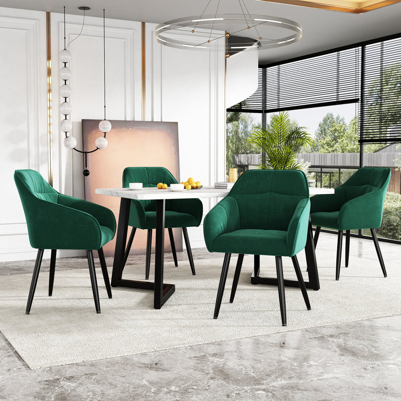 Ottilie 42cm H Velvet Upholstered Metal Upholstered Back Armchair, Green
