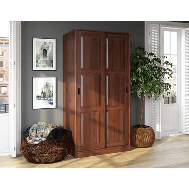 Walnut Hight Wardrobe Storage Cabinet 70.87 in. H x 39.37 in. W x 19.49 in. D, Brown