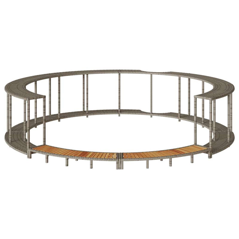 Hot Tub Surround With Storage And Wooden Step Poly Rattan, Grey