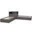 Lit plateforme en L simple avec lit gigogne, armoires de rangement, bureau et éclairage à DEL - Lit d'angle peu encombrant, gris-91273575