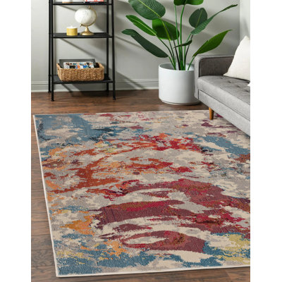 Enosburgh Splash Red/Blue/Grey Area Rug
