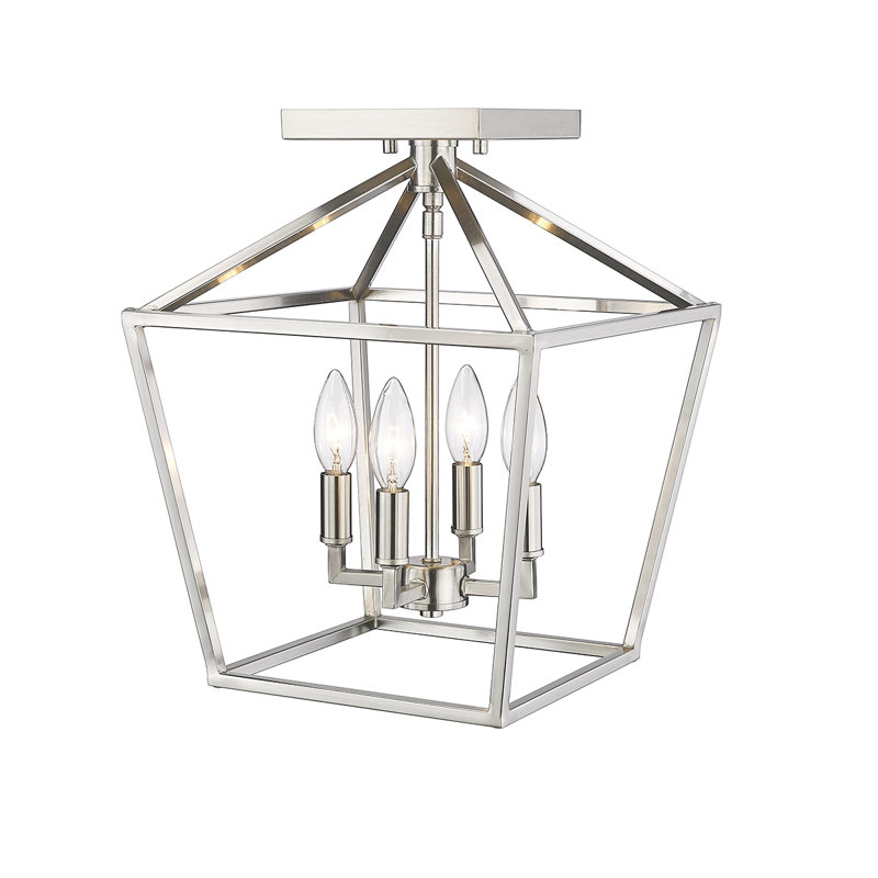 Plafonnier semi-encastré 4 lumières nickel satiné, Satin Nickel