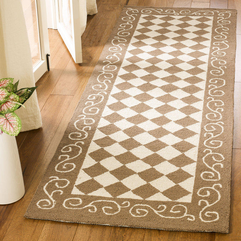 Brayton Hand Hooked Wool Pile Geometric Rug, Runner 2'6" x 10'