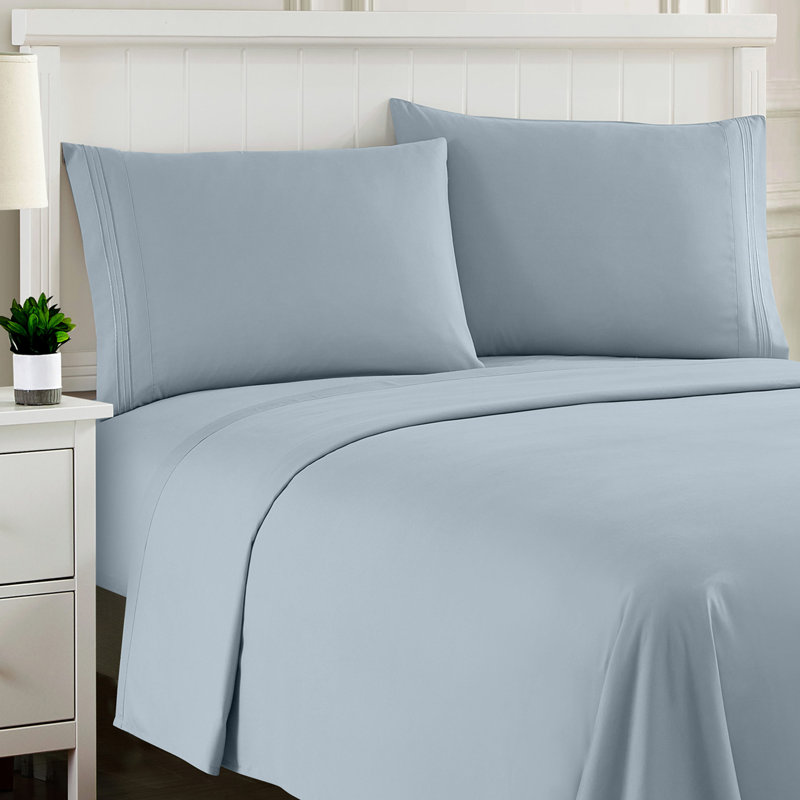 Luxurious Classic Soft Solid 1800 Series Microfiber Sheet Set, Various Colors and Sizes, Mist, King