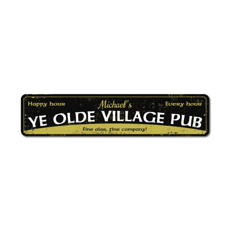 Plaque Ye Olde Village, H 4 po x l 18 po x P 0,04 po