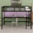 Metal Loft Bed With Power Outlet And LED Lighted, Space-Saving-574603885