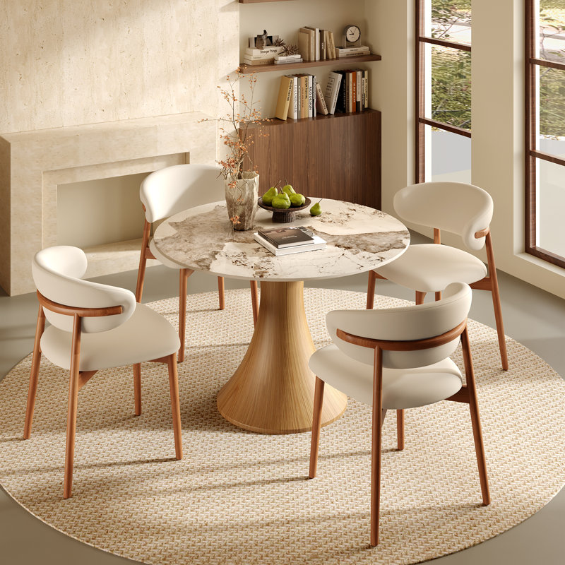 Table de salle à manger Mid-Century moderne pour 2 à 4 personnes, H 29,52 po x L 43,3 po x l 43,3 po, Pandora