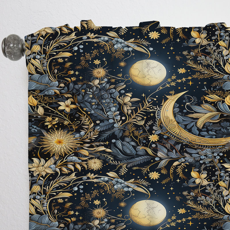Motif céleste bleu II - rideau en velours bohémien - obscurcissant - 1 panneau, L 52 po x L 63 po