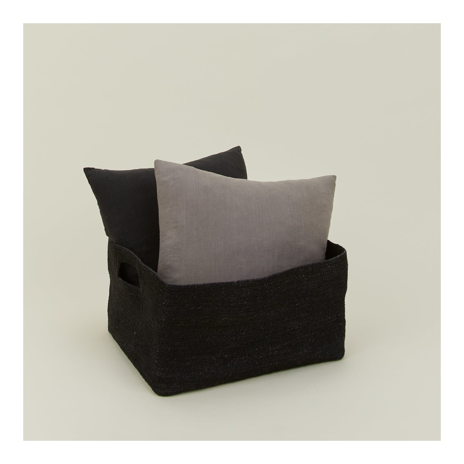 Essential Laundry Basket with Handles, Black, 9" H x 17" W x 14" D
