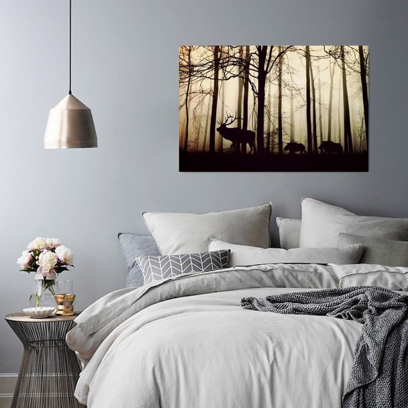 Animals In The Forest - No Frame Print on Canvas, 80cm H x 120cm W