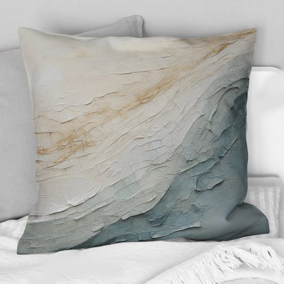Minimalism Beige And Grey Wave Horizon I - Coastal Minimalism Printed Throw Pillow