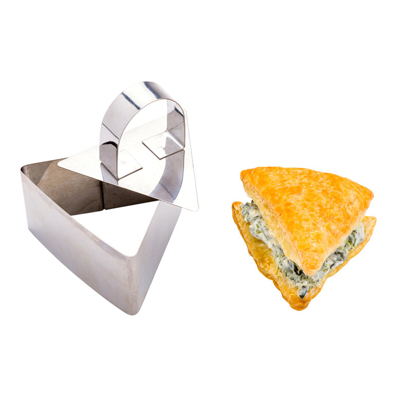 Moule à gâteau 3,2 x 1,3 x 1,5 po, 1 anneau de cuisson triangulaire avec presse-aliments - petit, va au lave-vaisselle, moule à mousse en acier inoxydable, va au four, pour crêpes ou gâteaux au fromage