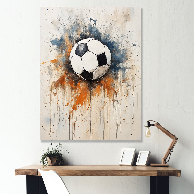 Ballon de soccer beige Wolrd Cup, Toile tendue, H 20 po x l 12 po x P 1 po