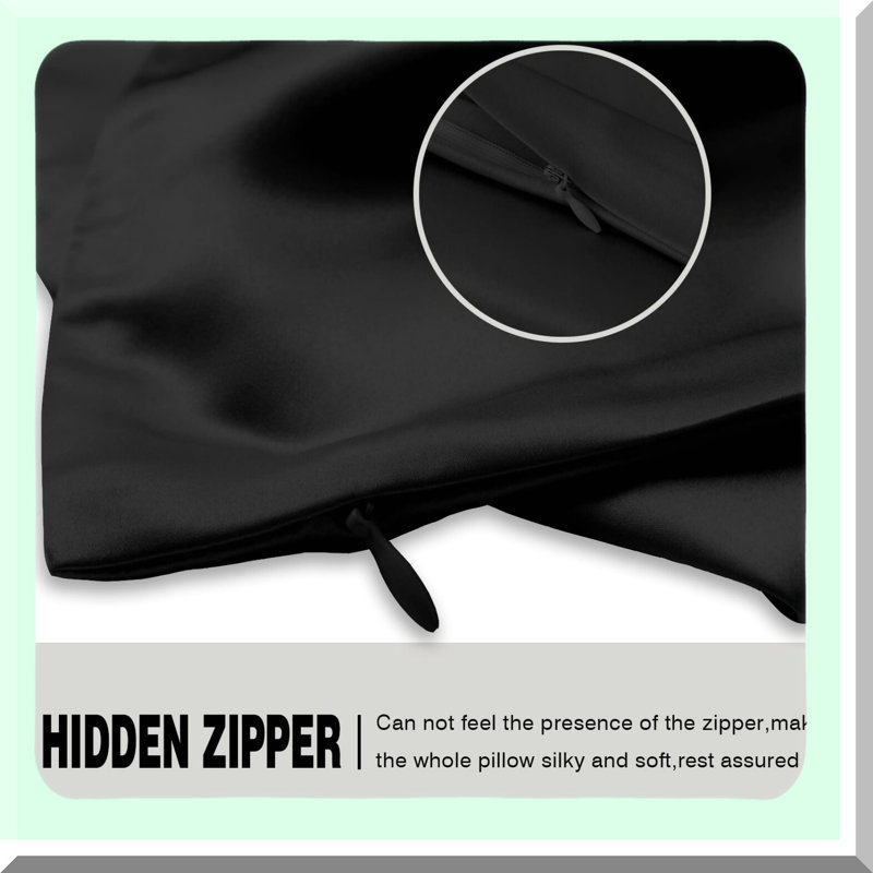 SilkSliky Hair Pillowcase Set - Breathable Mulberry Silk Cases with Hidden Zipper - Soft & Natural Standard Size 20"X 26" - Pack of 2