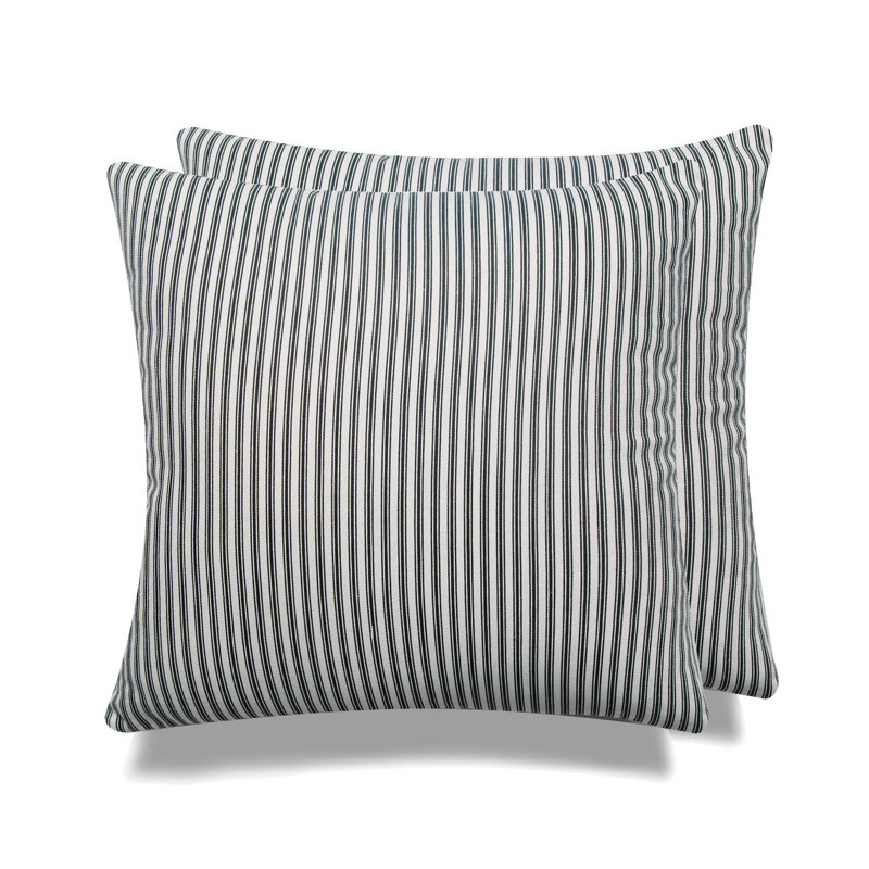  Housse et insert de coussin carré en coton, 18" x 18", Polyester/ Bourre en polyester, Noir
