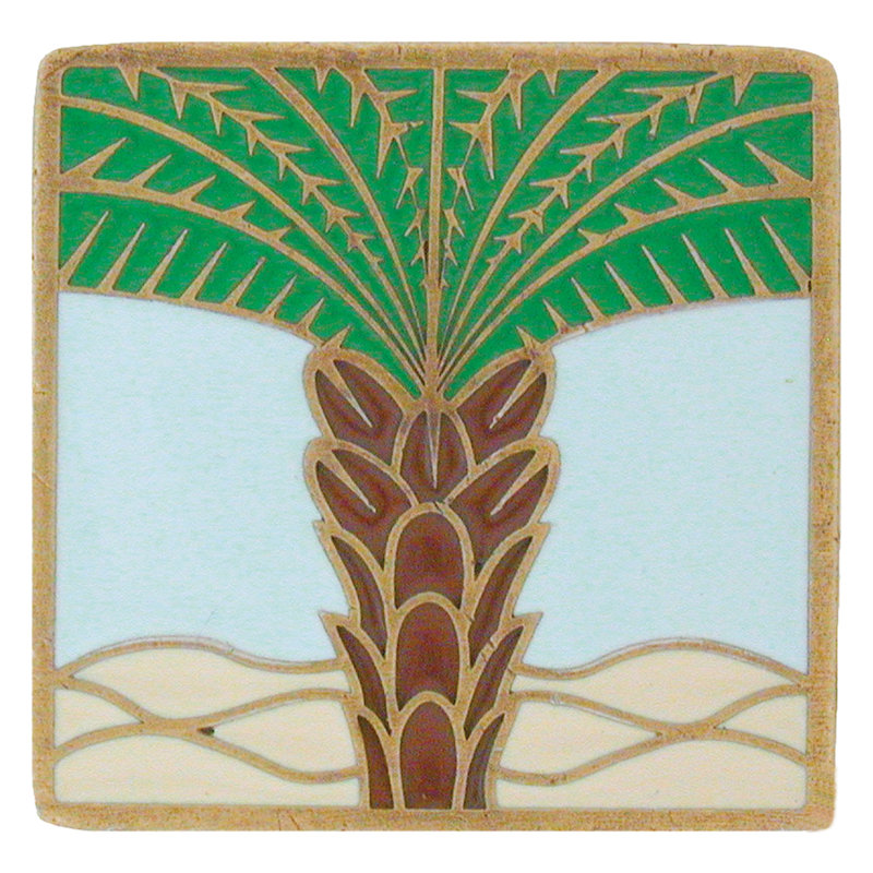 Poignée carrée 1,5 po Tropical, Laiton antique / bleu pâle