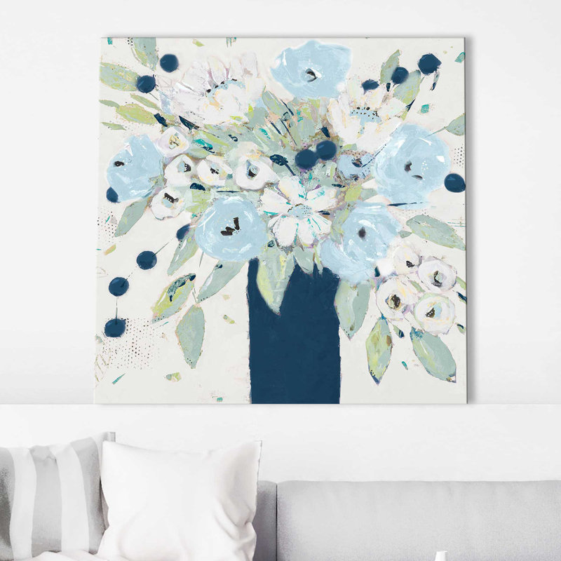 «Blue Bouquet Vase (Square)» par Krinlox Print, Toile tendue, H 36 po x l 36 po x P 1,5 po
