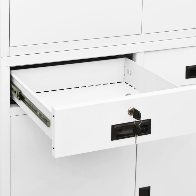 Classeur en métal avec tablettes pour bureau, Blanc