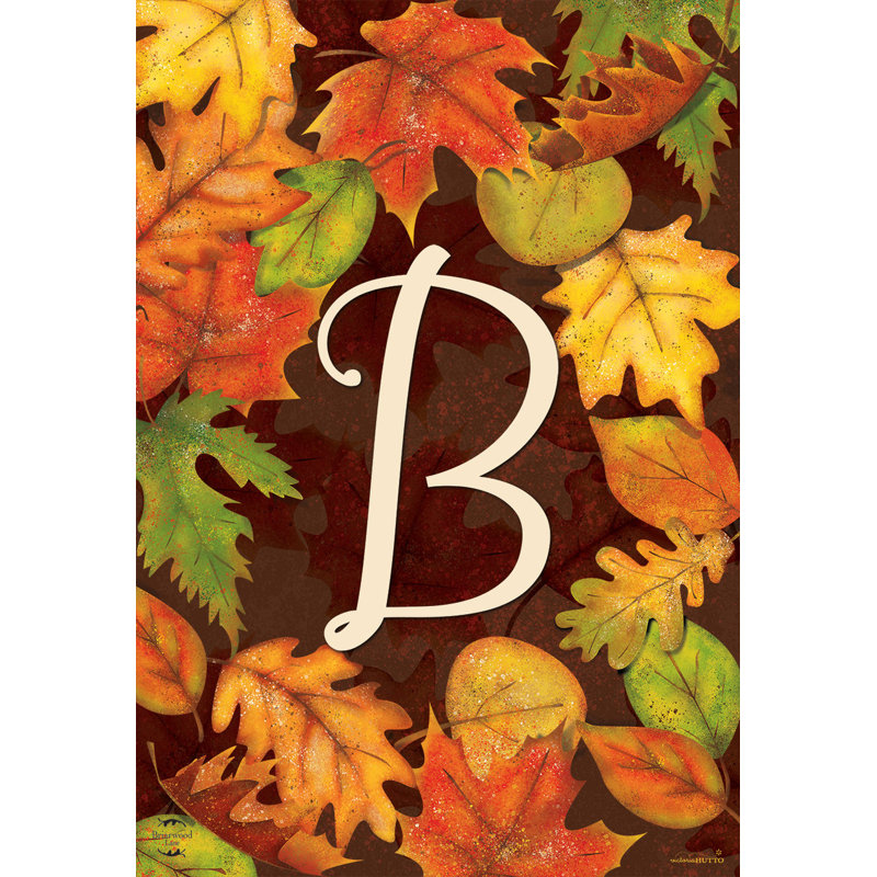 Fall Leaves Monogram Letter B Garden Flag