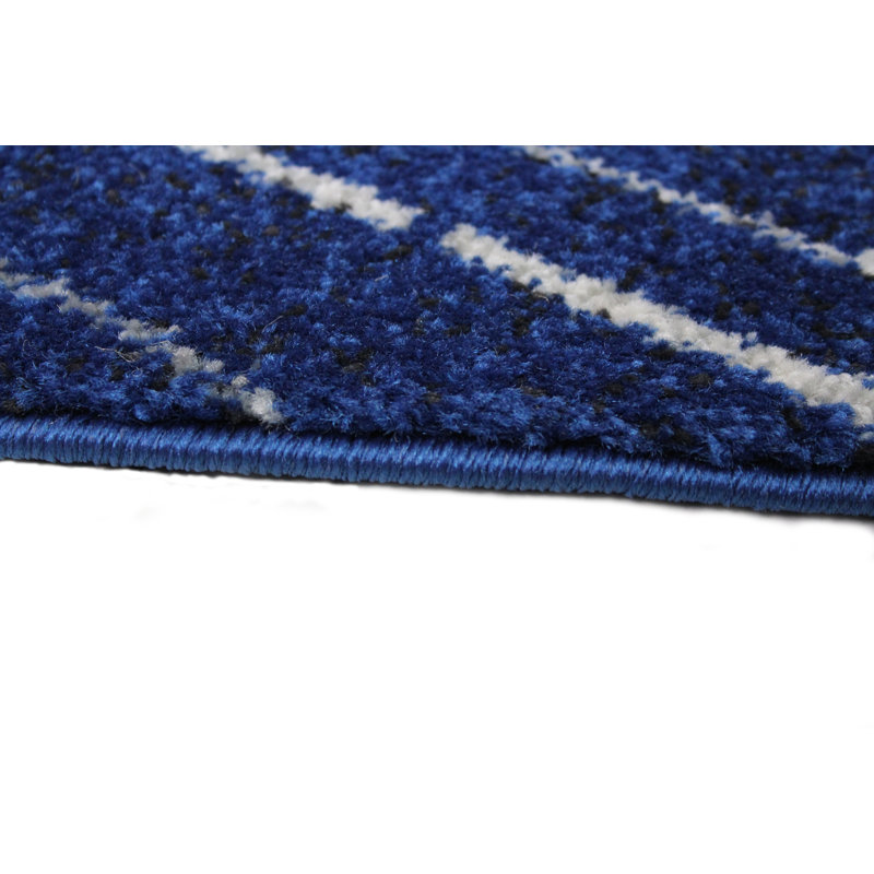 Blue Abstract Synthetic Rectangular Area Rug 3'6" x 5'6"
