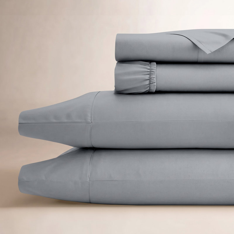 Ensemble de draps en coton égyptien 1000TC ultra doux et soyeux - Sleep by Wayfair ™, Argenté doux