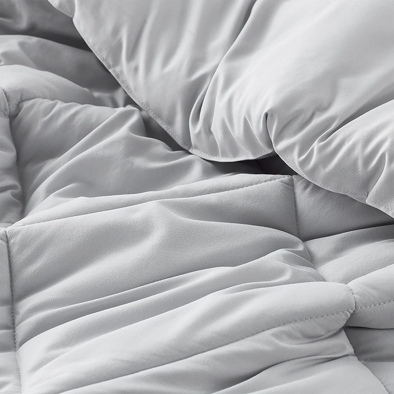 Reversible Microfiber Oversized Full XL Comforter, Solid Glacier Gray, Full XL Comforter