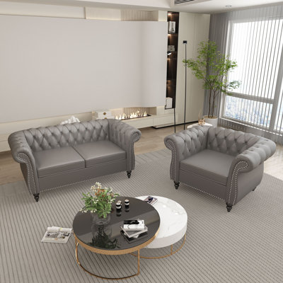 Aadit 2 Piece Faux Leather Living Room Set by Alcott Hill