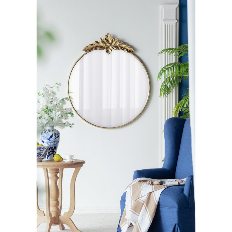 Grand miroir mural en métal doré, miroir surélevé de style chambre à coucher de style salon 36 "x 41"