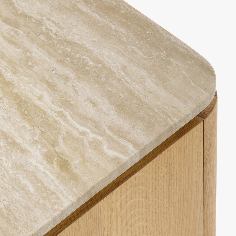Table d'appoint Marisol Travertine, Chêne clair