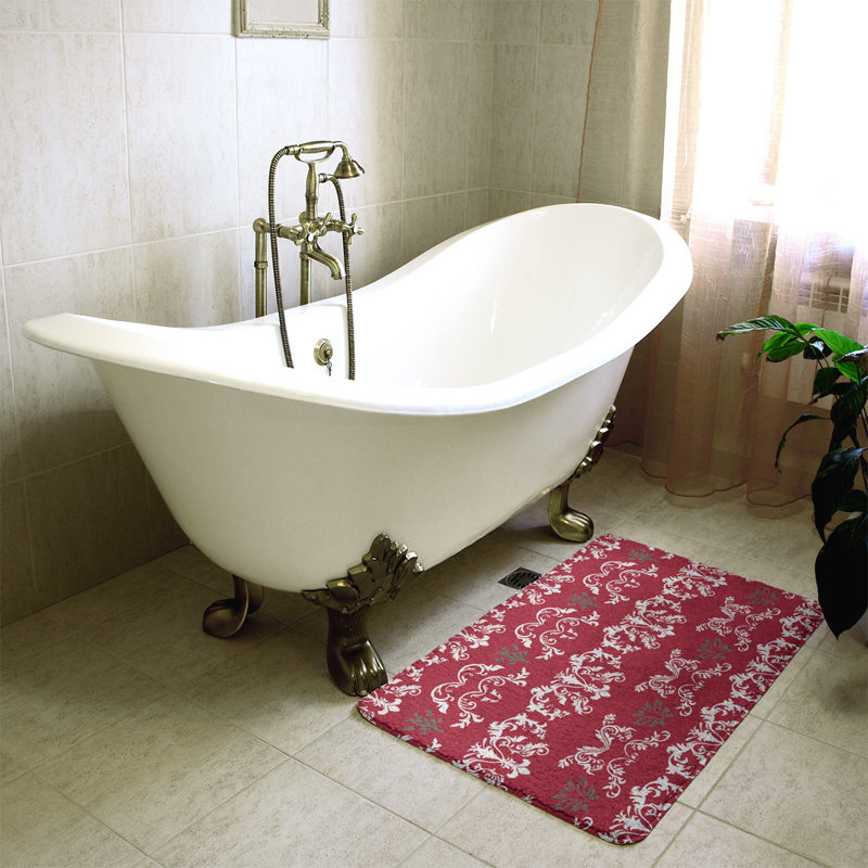 Tapis pour salle de bain Tampa Bay Football Baroque, l 17 po x L 24 po, Blanc / rouge / étain