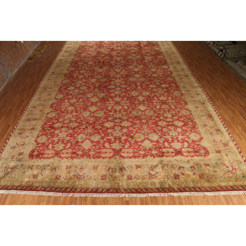 One-of-a-Kind Rectangle 15'11'' x 26'1'' New Age Rectangle Wool Area Rug in Beige and Red