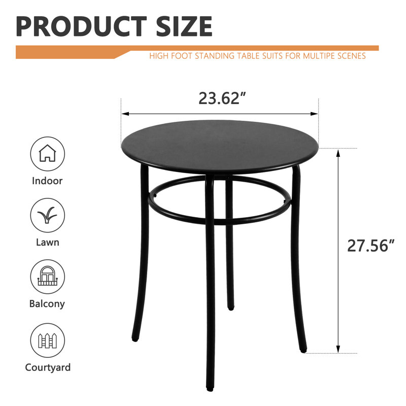 Round Tall High Standing Table For Patio, Metal Tall Bistro Table Set Of 2, High Bar Table For Small Spaces, Tall Outdoor End Table Coffee Table For Porch Garden Poolside Backyard