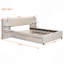Grand lit plateforme tapissier avec lampes de lecture, tiroirs, gigogne et tablettes, beige-991734381