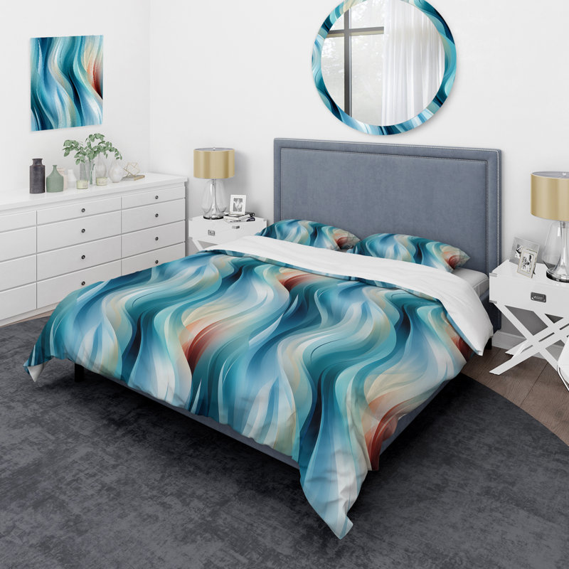 Ensemble de housse de couette Blue Harmony Of Waves, Housse de couette pour très grand lit et 2 très