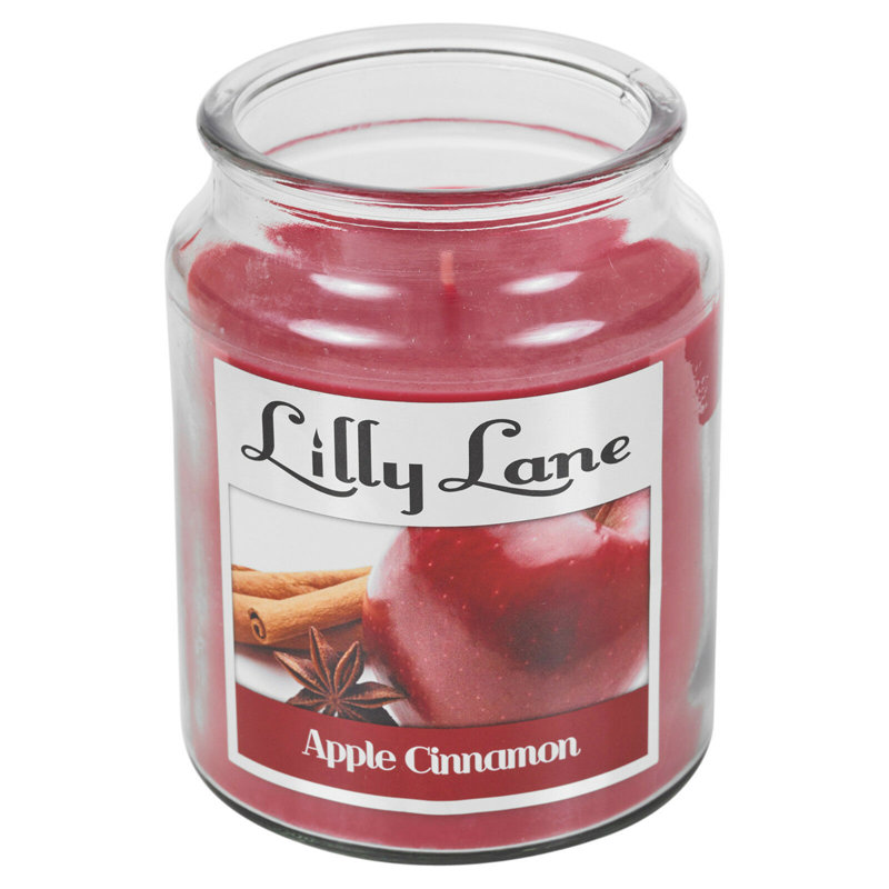 Apple Cinnamon Scented Jar Candle with Glass Holder