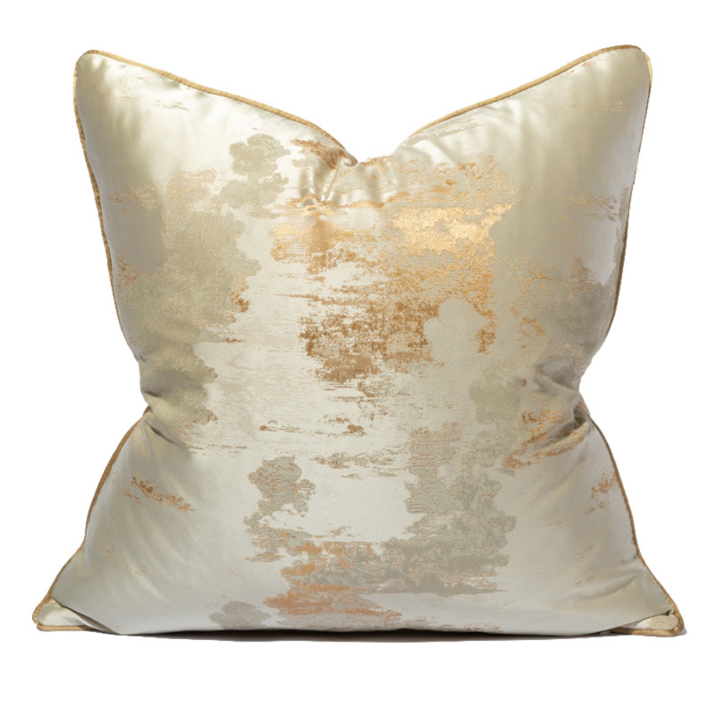 Housse de coussin réversible Abstract, Or / beige abstrait, H 18 po x l 18 po