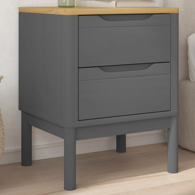 Armoire de chevet cire en bois massif 17,7 po x 15,4 po x 22,4 po Ebern Designs Ebern Designs, Gris / brun