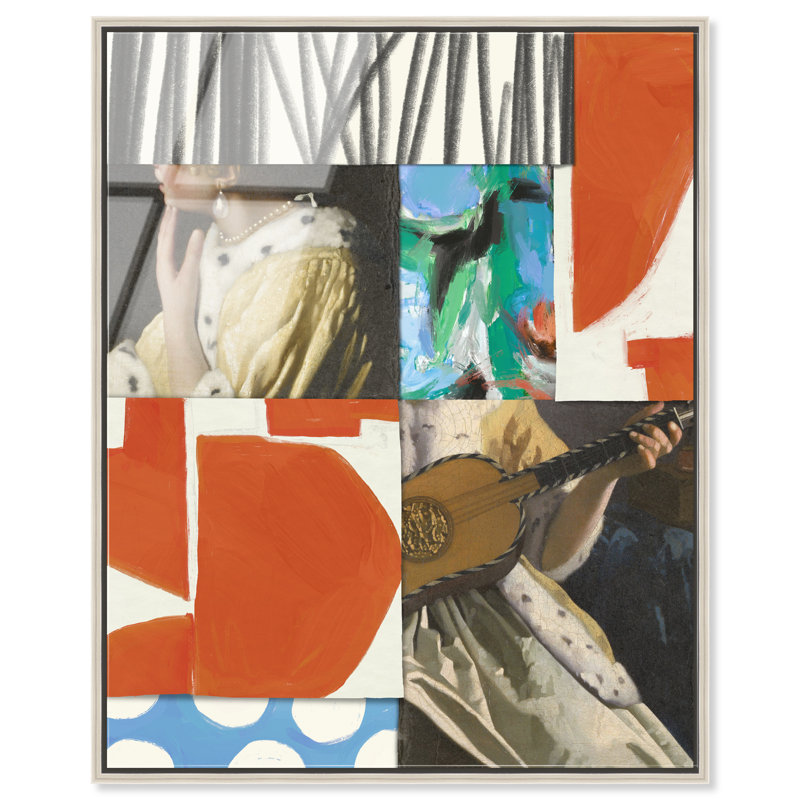 Tableau abstrait en verre acrylique brillant Music Muse, par Oliver Gal, H 37 po x l 31 po, Cadre argenté